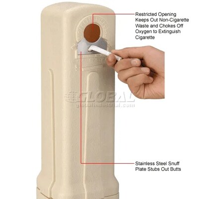 Global Industrial Outdoor Ashtray, 5 Gallon, Beige (245133BG)