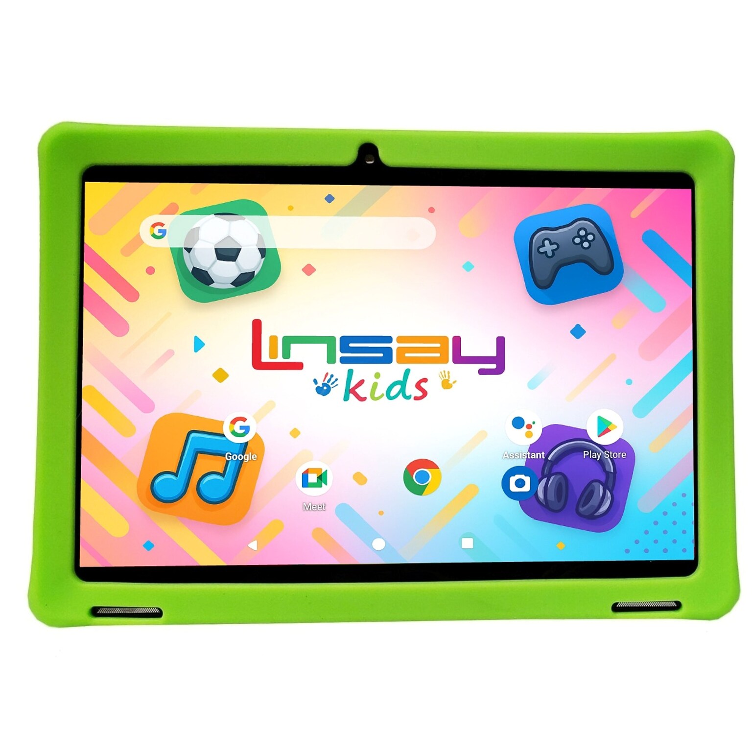 LINSAY F10 Series 10.1 Tablet, Wi-Fi, Octa Core, 256GB eMMC, Android 15, Green Kids Defender Case (F10IPGKIDSGPLUS)