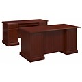 Bush Furniture Arlington Managers Desk and Credenza, Harvest Cherry (BNT006CS)