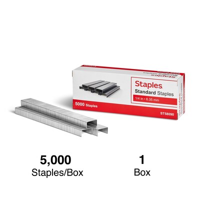 Staples Standard Staples, 1/4" Leg Length, 5000 /Box (TR58090)