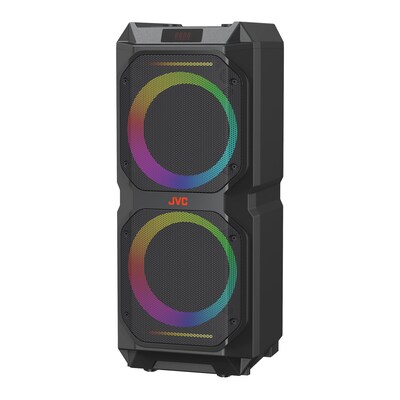 JVC Wireless Portable Bluetooth Party System Speaker with Dual Woofers, LED Lights & FM Radio, Black (SPPA300BT)