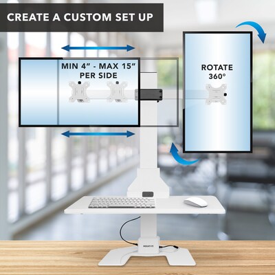 Mount-It! Electric Standing Desk Converter with Dual Monitor Mount, White (MI-7952WHT)