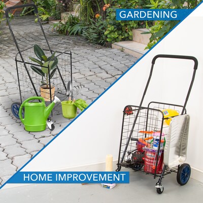 Mount-It! Small Rolling Utility Shopping Cart, Holds Up to 66 lbs., Black (MI-907S)