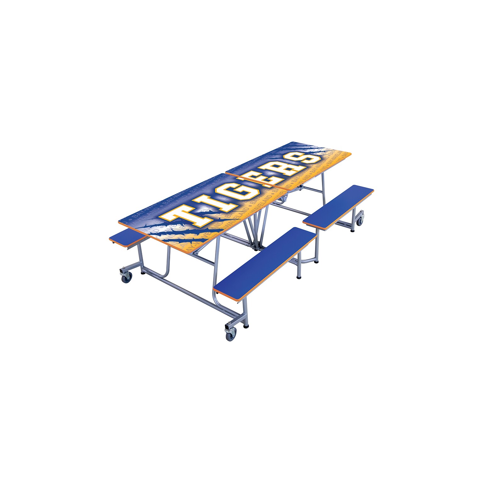 AmTab Rectangular Mobile Cafeteria Table w/ 4 Benches, 30 x 97, Assorted Colors (MBT08)