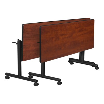 Regency Kobe 84" Flip Top Mobile Cherry Training Table & 3 'M' Stack Chairs, Black (MKFT8424CH47BK)