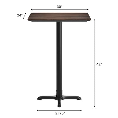 Flash Furniture Acadia Wooden Dining Table with X-Base, 23.75"D x 29.75"W, Dark Brown/Black Base (ST2430WBRT2222B)