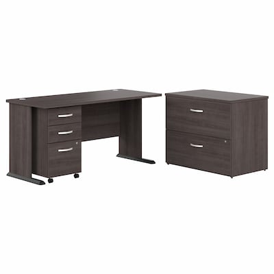 Bush Business Furniture Studio A 60W Computer Desk with Mobile and Lateral File Cabinets, Storm Gray (STA008SGSU)
