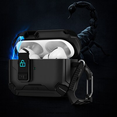 SaharaCase Raider Series Heavy Duty Case Compatible with Magsafe for Airpods Pro 3, Secure Lock, Scorpion Black (HP00215)