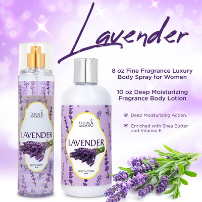 Freida and Joe Lavender Fragrance Body Lotion and Body Mist Spray Set (FJ-709)