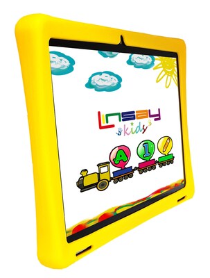 Linsay Octa Core 10.1 Tablet, 4GB RAM, 128GB Storage, Android 13, Bundled with Yellow Kids Defender