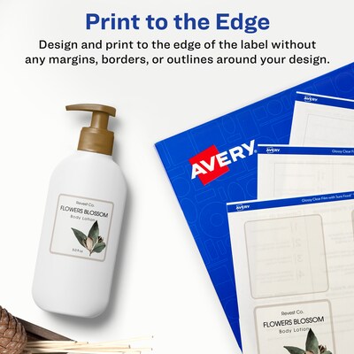 Avery Laser/Inkjet Multipurpose Labels, 2" x 2", Glossy Clear, 1200/Box (94107)