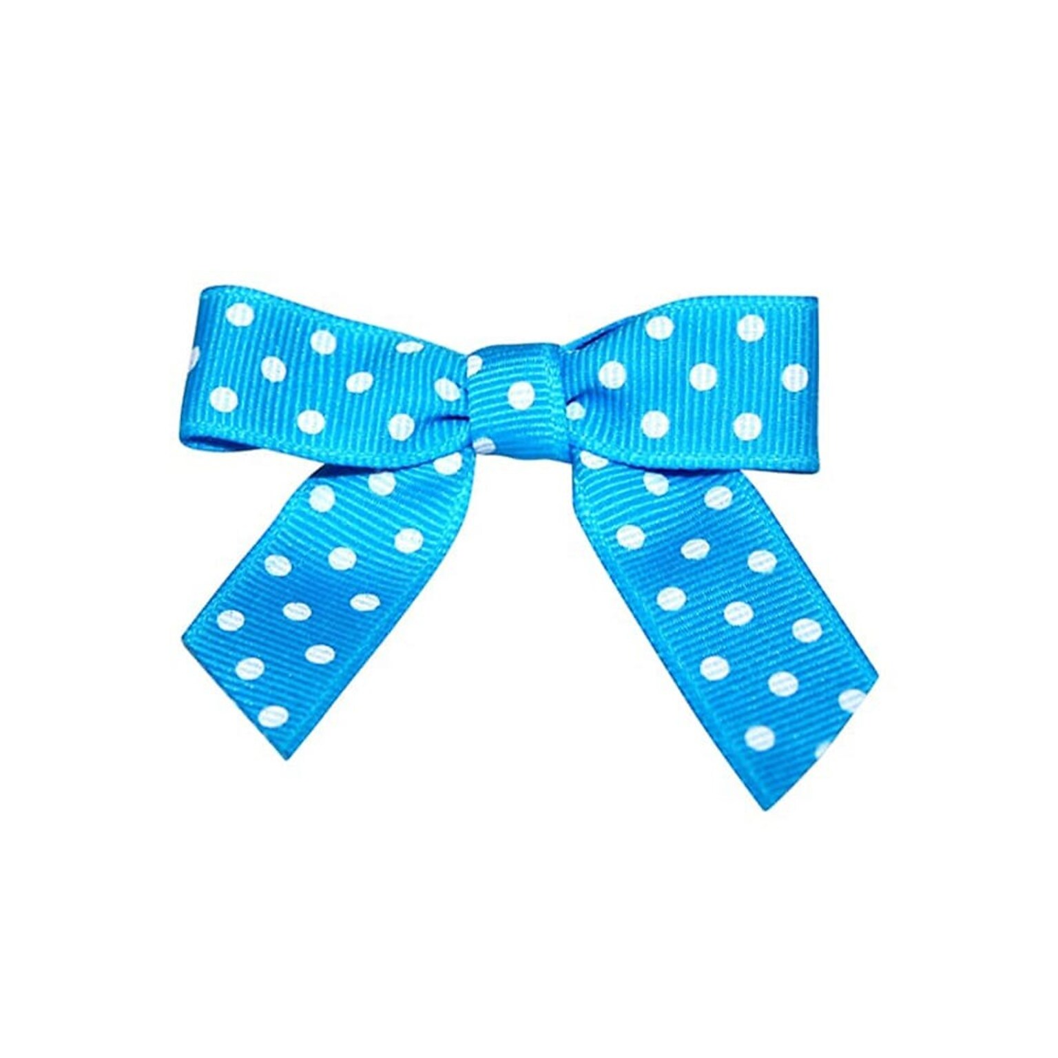 JAM Paper Grosgrain Bows, Turquoise with White Polka Dots, 100/Pack (52640349331)