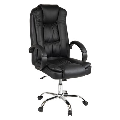 Mind Reader Ergonomic PU Leather Swivel Computer and Desk Chair, Black (OFFCHAIR24-BLK)