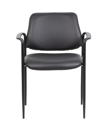 Boss Diamond Caressoft Square Back Vinyl Stacking Chair,  Black (B9503-CS)