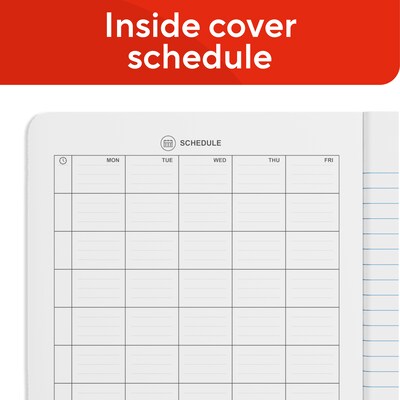 STAPLES Composition Notebook, 9.75” x 7.5”, Wide Ruled, 100 Sheets, Marble Black