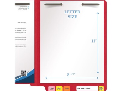 Medical Arts Press Heavy-Duty End Tab File Folder, Straight Cut, Letter-Size, Red, 40/Box (S-09459-RED)