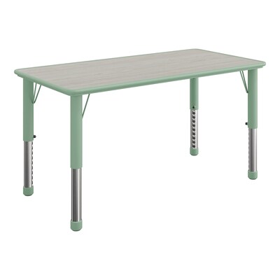 Flash Furniture Wren Rectangular Activity Table, 23.5 x 47.25, Height Adjustable, Light Gray Woodgrain/Sage (YU060RECTBSGE)