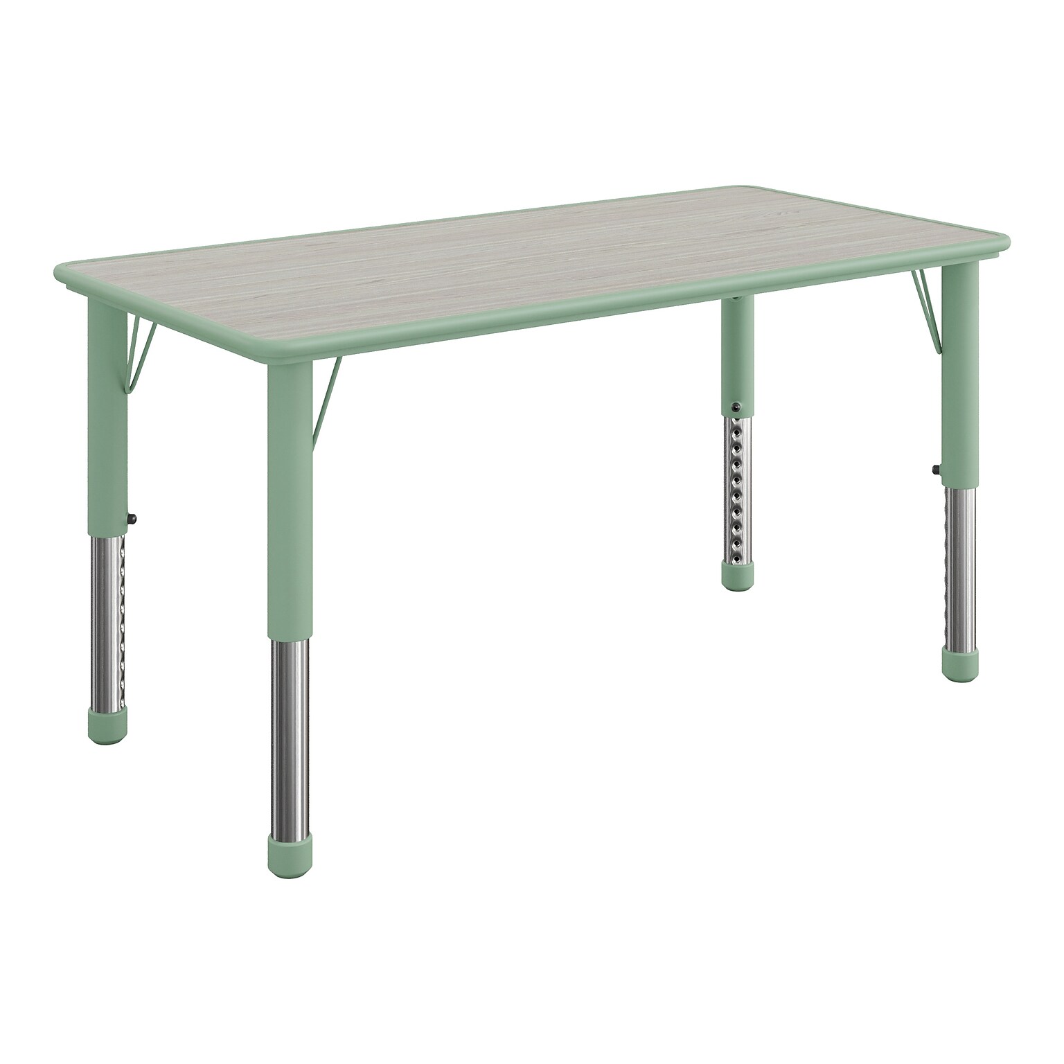Flash Furniture Wren Rectangular Activity Table, 23.5 x 47.25, Height Adjustable, Light Gray Woodgrain/Sage (YU060RECTBSGE)