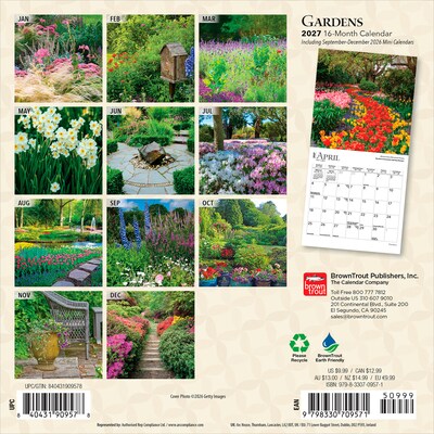 2027 BrownTrout Gardens 7 x 7 Monthly Wall Calendar, Assorted Colors (9798330709571)