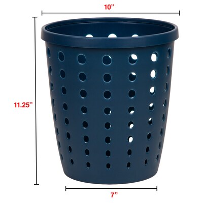 Staples Plastic Trash Can, 2.8 Gallon, Navy Blue (ST63896)