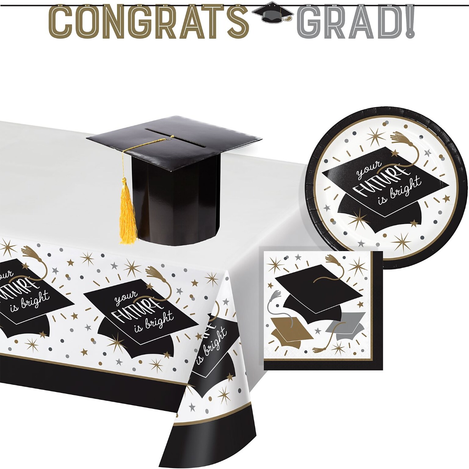 Creative Converting Glowing Grad Party Kit, Serves 8 (DTC9208E4A)
