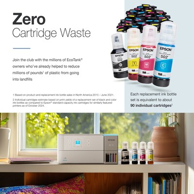 Epson EcoTank ET-2980 Wireless All-in-One Color Supertank Printer, White (C11CL41202)