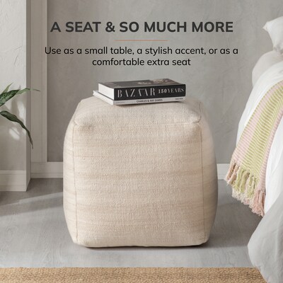 Anji Mountain Mojave Ivory Fabric Square Pouf Ottoman (AMBPF186-1818)