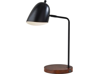 Simplee Adesso Jude Desk Lamp, 19.5, Black Metal/Walnut (SL4918-01)