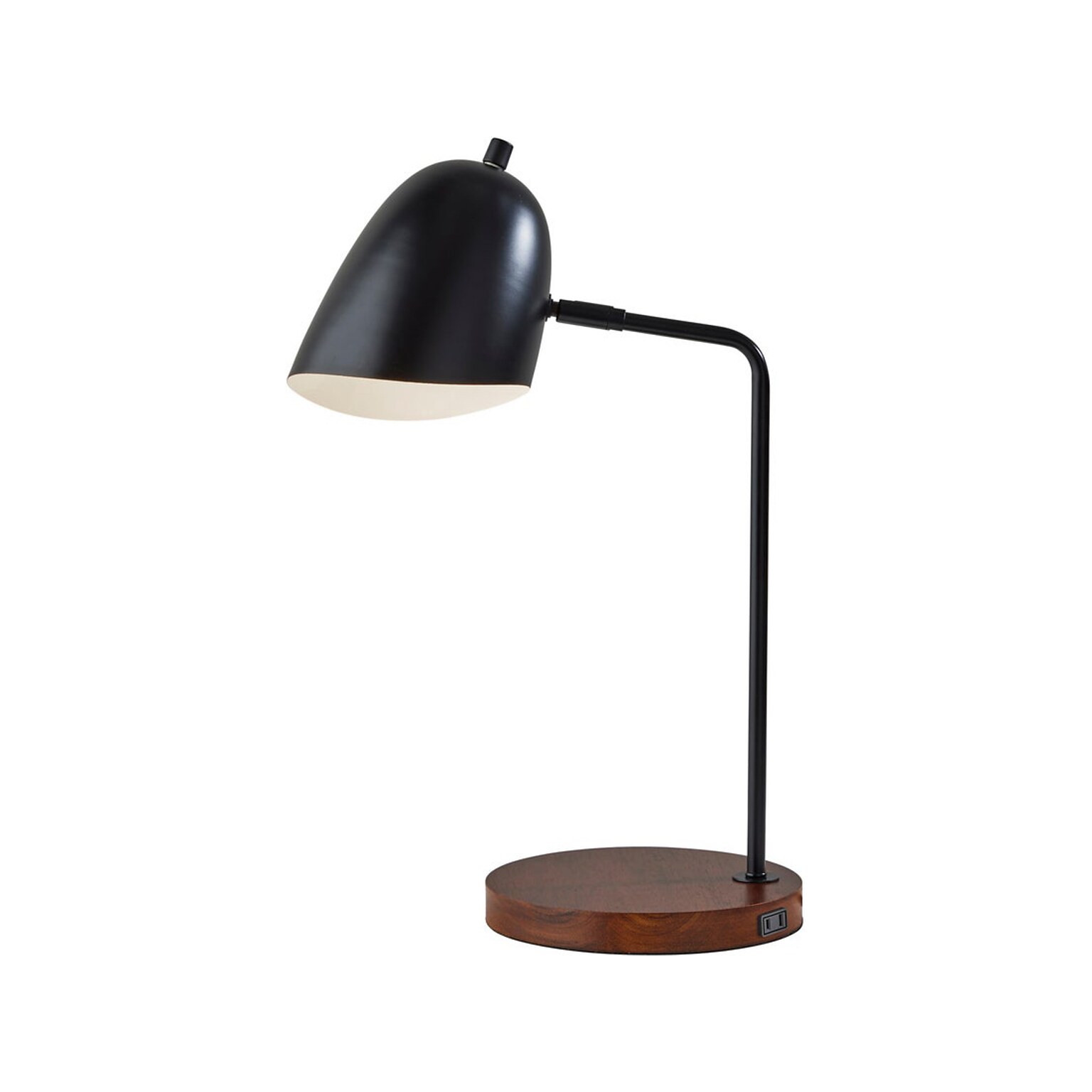 Simplee Adesso Jude Desk Lamp, 19.5, Black Metal/Walnut (SL4918-01)