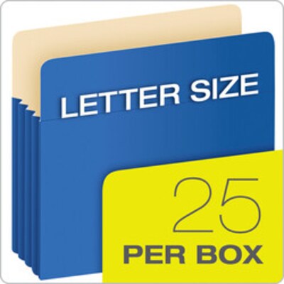 Pendaflex Color File Pockets, 3 1/2" Expansion, Letter Size, Blue, 25/Carton (1524CT BLU)
