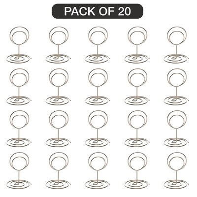 Global Printed Products Horizontal Card Holder, Table Top/Countertop, Silver Metal, 20/Pack (WRHLDR-SLV)
