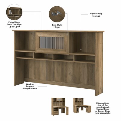 Bush Furniture Cabot 60" Corner Desk with Hutch, Reclaimed Pine (CAB008RCP)