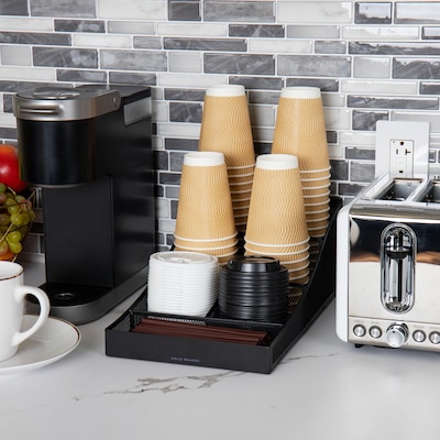 Mind Reader 7-Compartment Metal Coffee Cup and Condiment Organizer, Black (COMP7MESH-BLK)