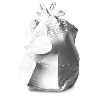 Glad Medium Quick-Tie Trash Bags, ForceFlex 8 Gallon White Trash Bag, Unscented, 26/Box (70403)