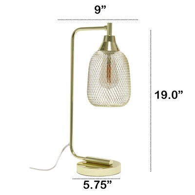 Lalia Home Industrial Mesh Desk Lamp, Gold (LHD-2000-GL)