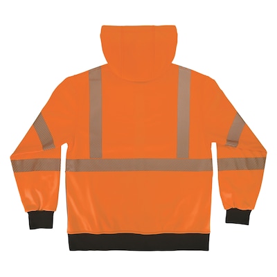 GloWear 8317BK High Visibility Long Sleeve Black Bottom Hooded Sweatshirt, ANSI Type R, Class 3, Orange, 3XL (22987)