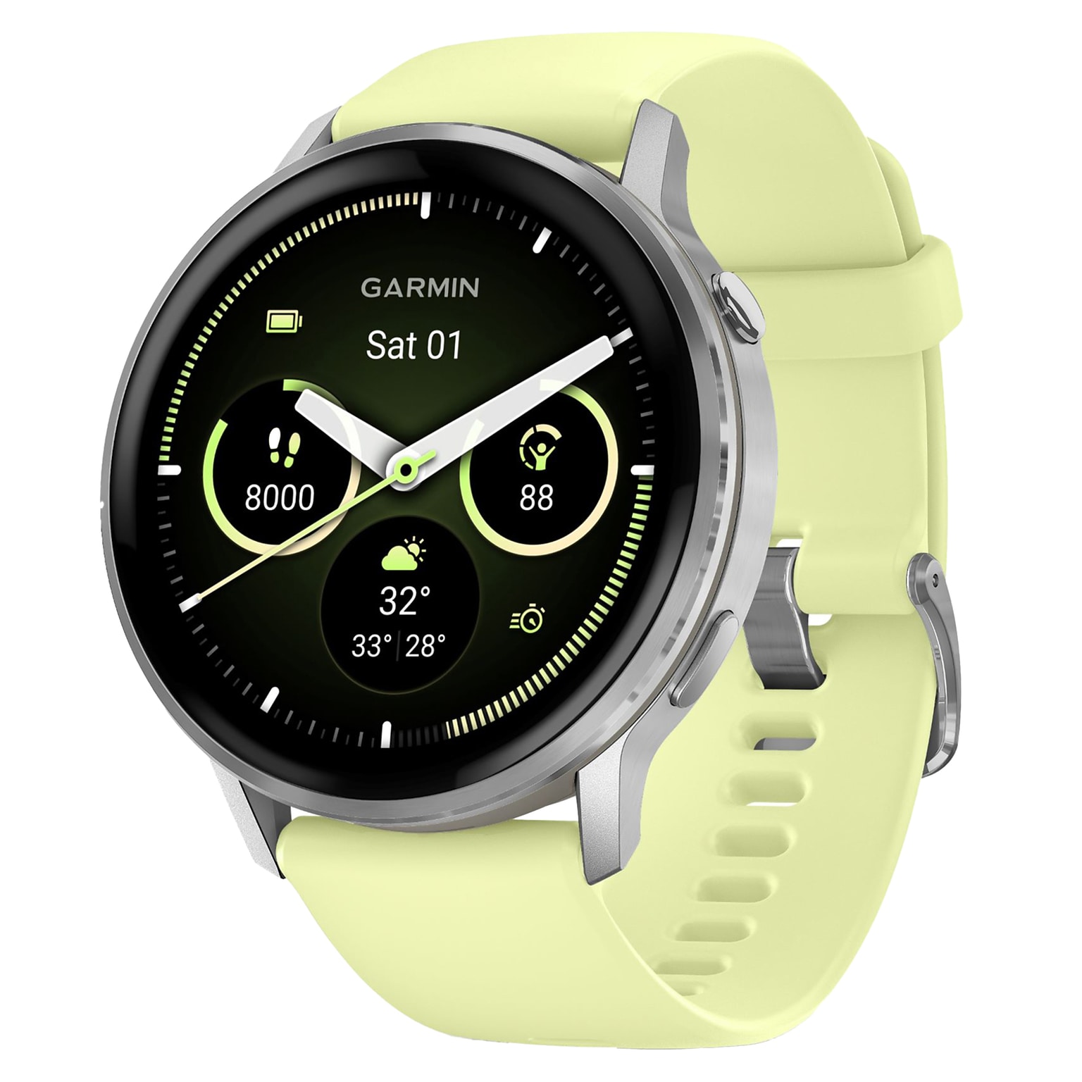 Garmin Venu 4 Fitness Smartwatch, GPS, 45mm, Citron Silicone Band (010-03014-02)
