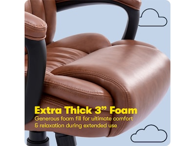 Serta Garret Ergonomic Bonded Leather Swivel Executive Chair, Cognac (43520D)
