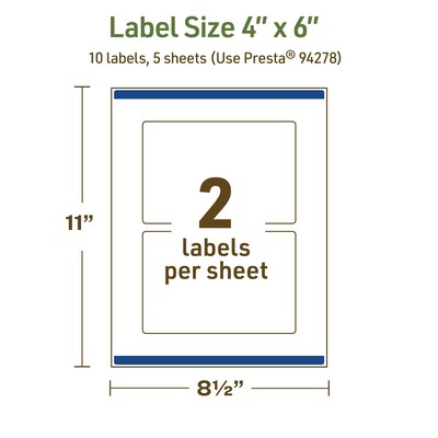 Avery Dissolvable Rectangle Multipurpose Labels, 4" x 6", Off-white, 10/Pack (94278)