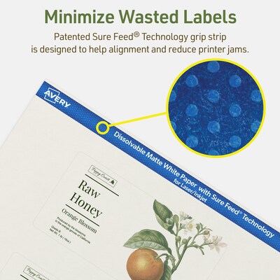 Avery Dissolvable Rectangle Multipurpose Labels, 2.5" x 5", Off-white, 30/Pack (94246)