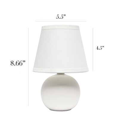 Simple Designs Compact Ceramic Globe 8.66" LED Table Lamp, Off White (LT2008-OFF-LB)