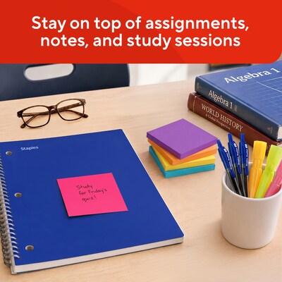 Staples Sticky Notes, 3" x 3", Sorbet Colors, 1200 Sheets - Pastel Self-Stick Notes for Planning, Lists & Office Use