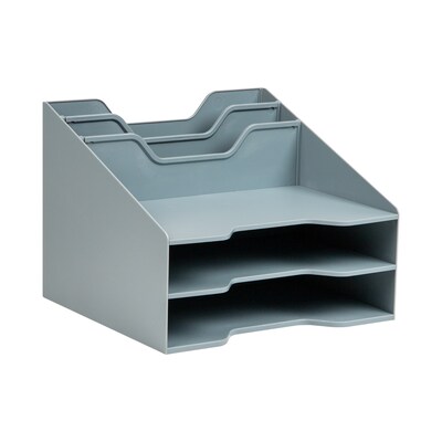 Mind Reader 5-Compartment Plastic Desk Tray, Gray (ANCHBOX5-GRY)