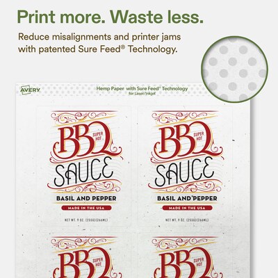 Avery Hemp Rectangle Laser/Inkjet Multipurpose Labels, 4-3/4" x 3-3/4", Off-White (80/Pack)