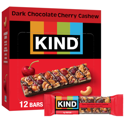 KIND PLUS Gluten Free Dark Chocolate Cherry Cashew Nut Bar, 12 Bars/Box (PHW17250)