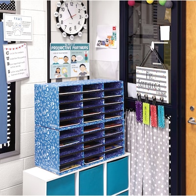 Bankers Box Classroom collection, 30-Compartment Literature Organizers, 28.5" x 12.375", Blue (3384401)
