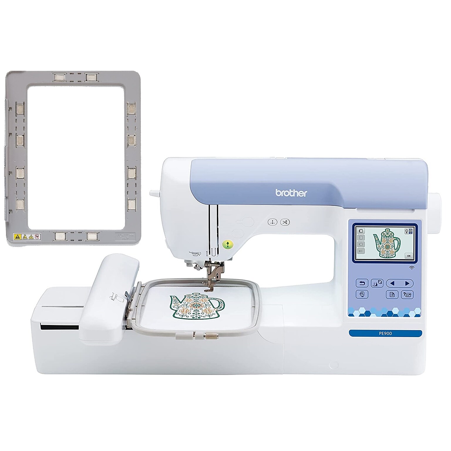 Brother Embroidery Machine with 4 x 7 Magnetic Embroidery Hoop Frame (PE900)
