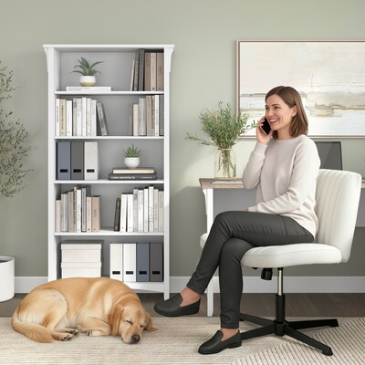 Bush Home Salinas Tall 5 Shelf Bookcase, Pure White (SAB132G2W-03)