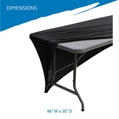 Iceberg 96"L x 30"W Stretch-Fabric Table Cover, Black (16531)