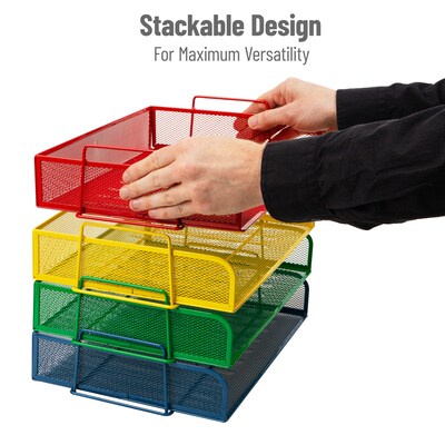 Mind Reader Metal Side Loading Stackable Letter Tray, Multicolored (DSTACK4-ASST)